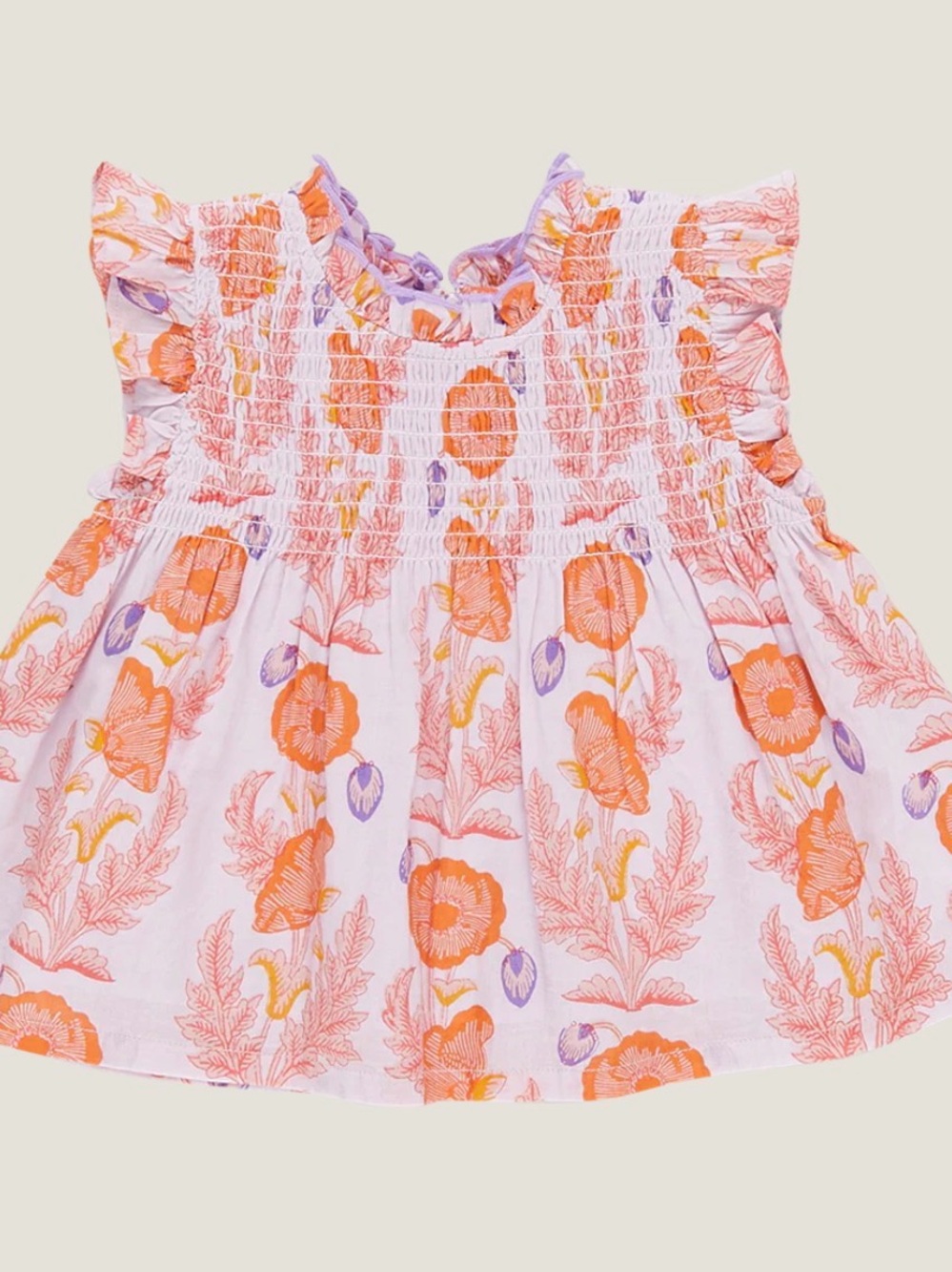 Pink Chicken Pink & Orange Smocked Ruffle Baby Dress